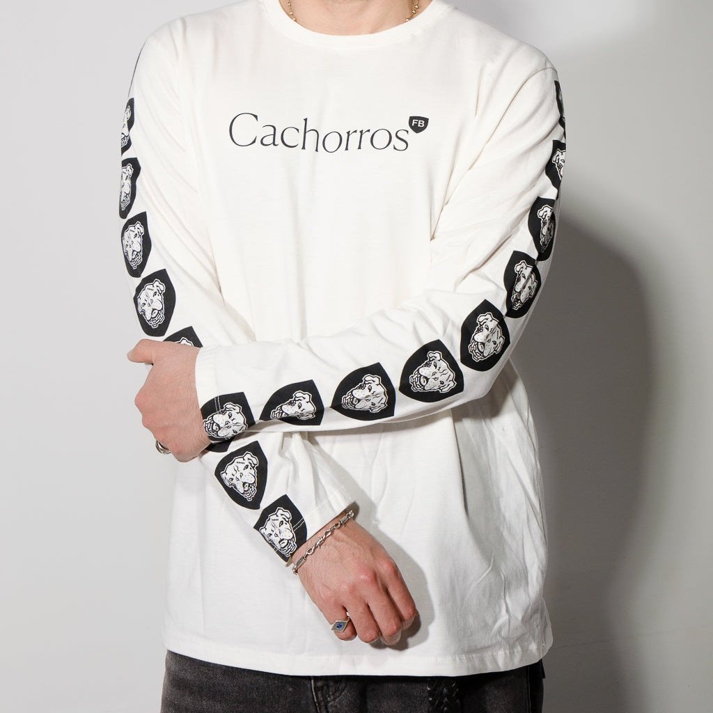 Playera Blanca "Cachorros" Manga Larga